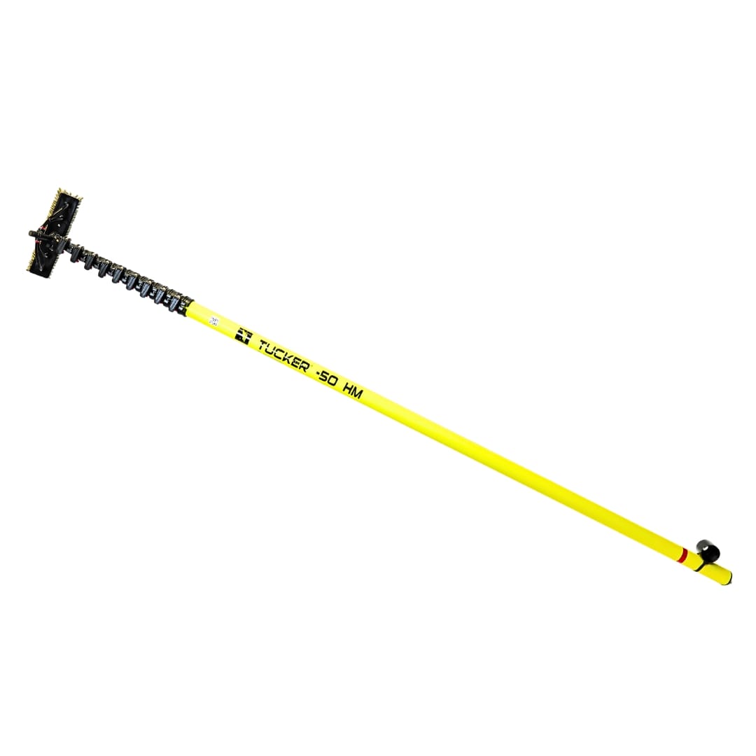 Tucker 50 HM high-modulus carbon fiber water-fed pole with GLIDE brush, 46 ft length for tall buildings