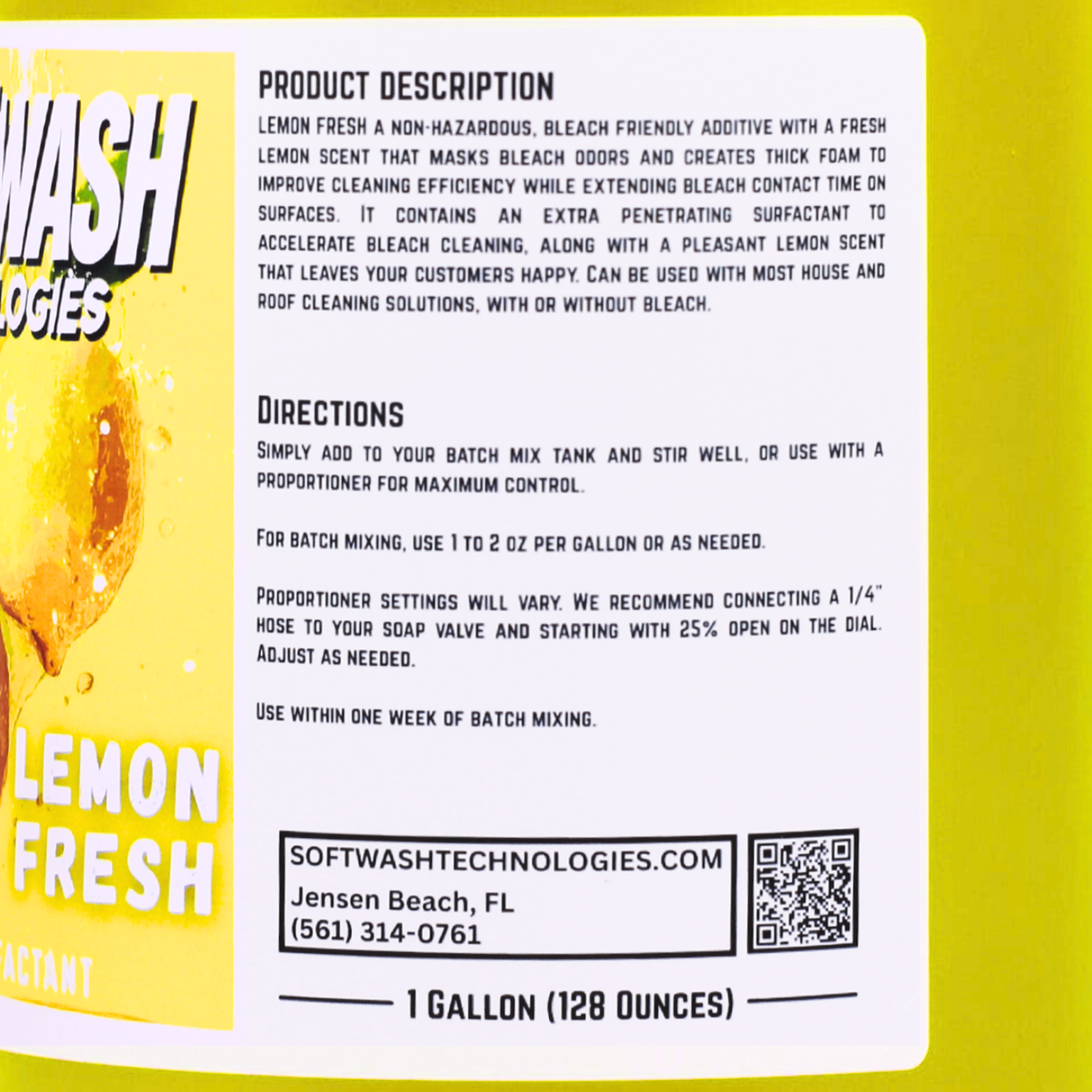 Close-up of Lemon Fresh back label showing product description and directions