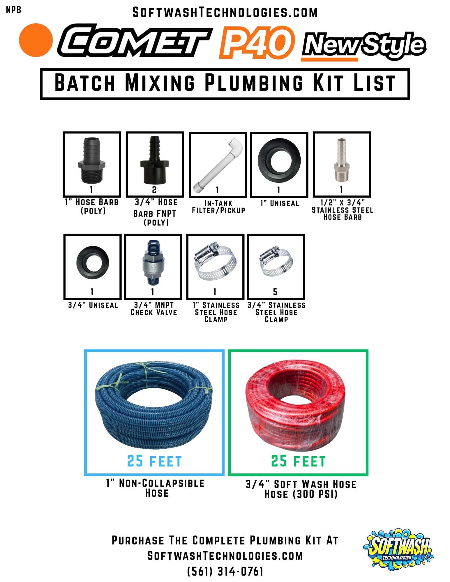 Comet P40 Plumbing Kit (Batch Mixing)