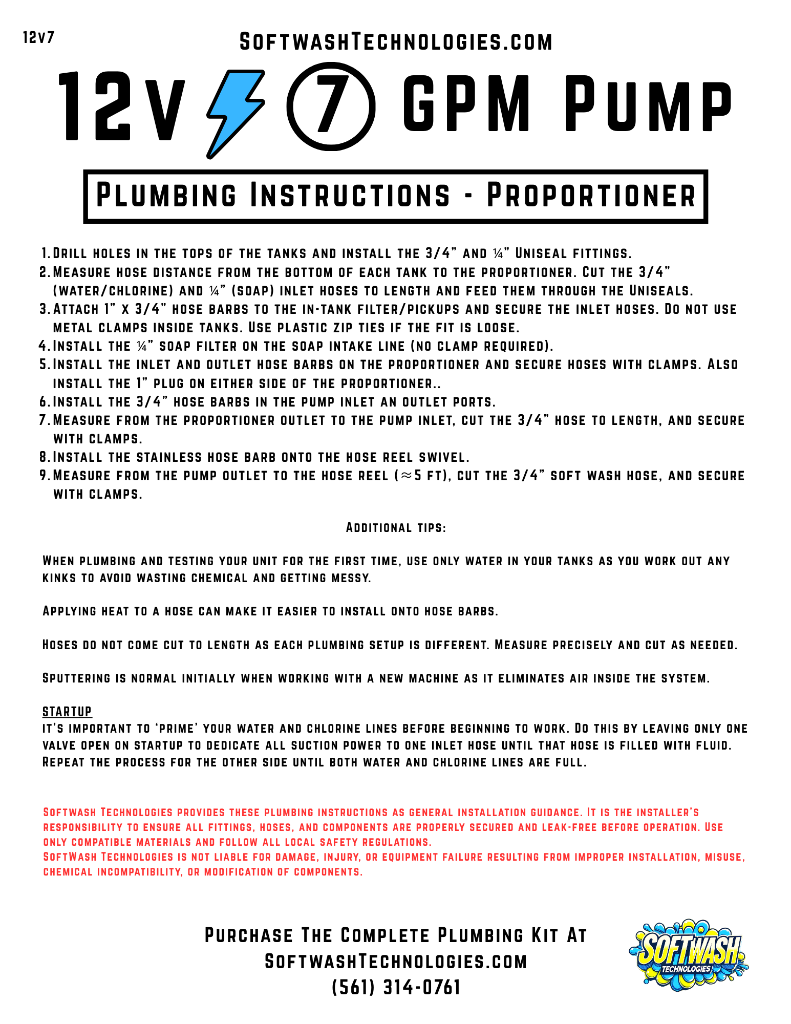 12V Pump 7 GPM Plumbing Kit