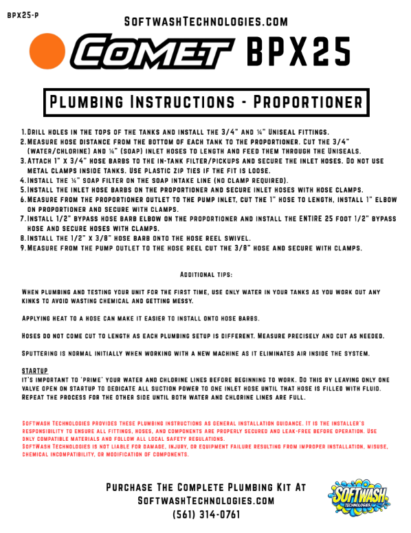 Comet BPX25 Proportioner Plumbing Kit