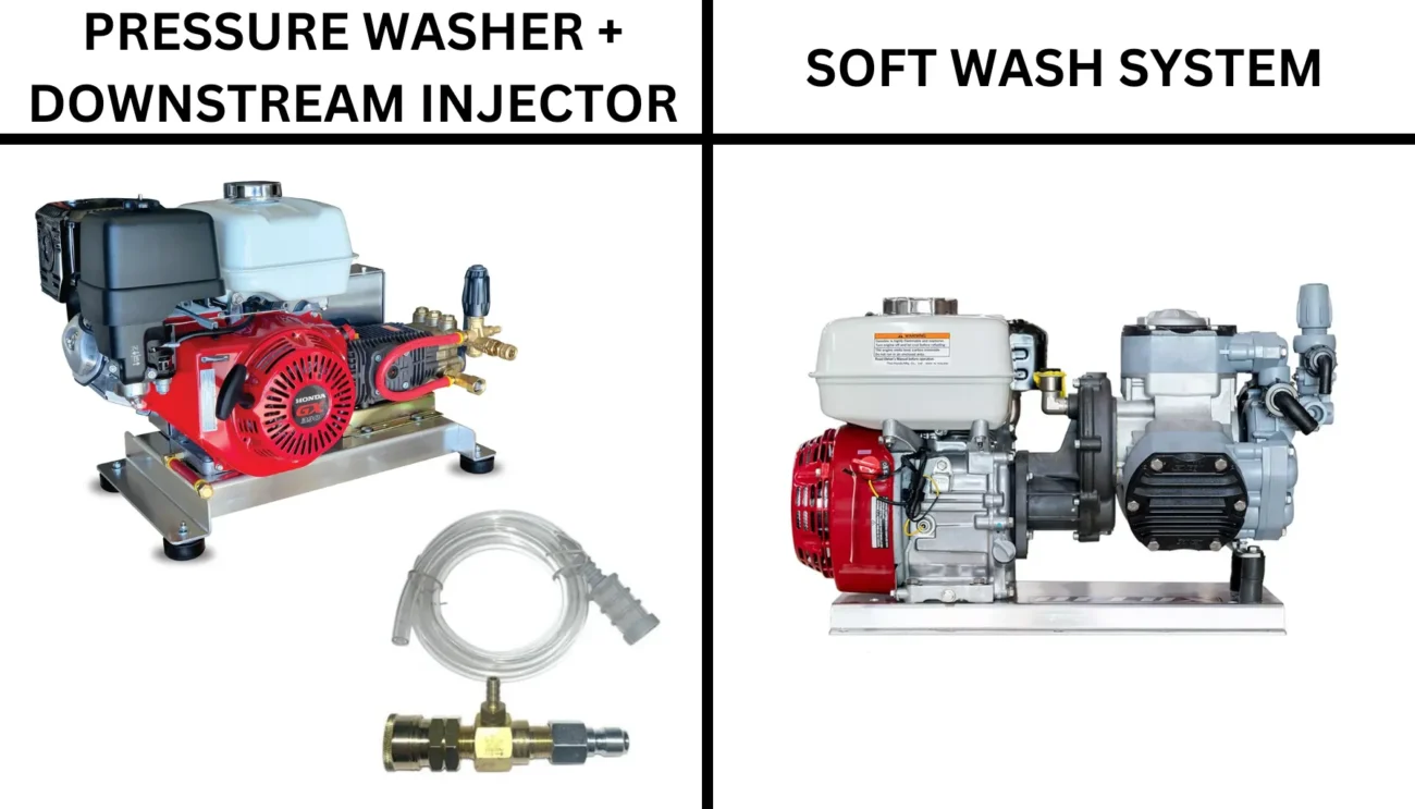 downstream vs soft wash system