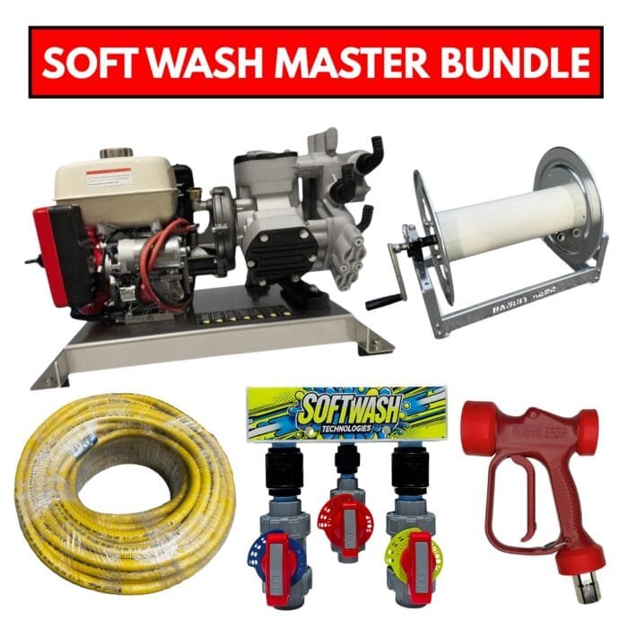 Soft Wash Master Bundle: Comet P40 Sprayer + Proportioner + Hose w/ Reel + Gun